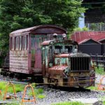 奈良井宿の木曽森林鉄道保存車