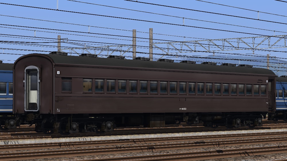 RailSimプラグイン 国鉄旧型客車 スハ44(ぶどう色)