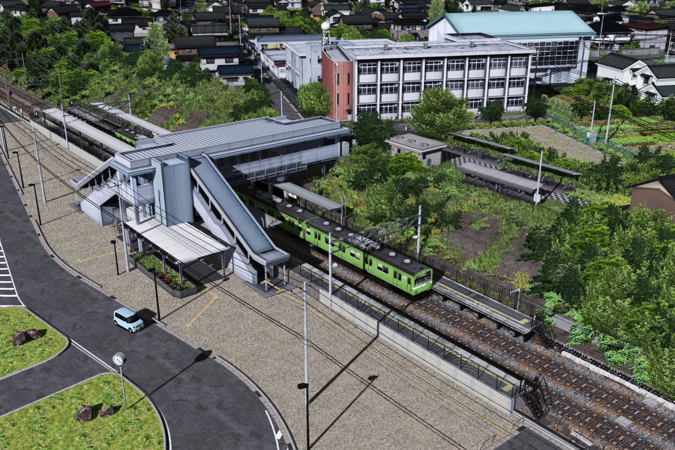 RailSimプラグイン 対向式ホームと橋上駅舎