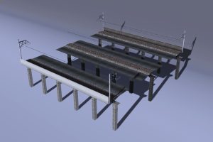 駅本体とアプローチの接続には、"駅等構造物用"の橋桁･橋脚を使用ください。